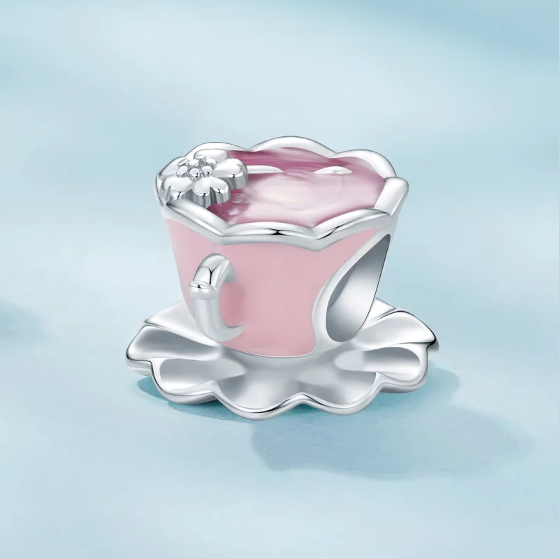 (image pour) Charm de tasse à thé fleurie de style Pandora - SCC2563 - Afficher 2