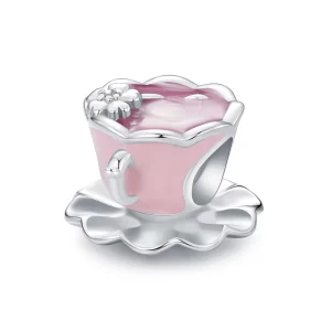 Charm de tasse à thé fleurie de style Pandora - SCC2563 (image pour) Charm de tasse à thé fleurie de style Pandora - SCC2563