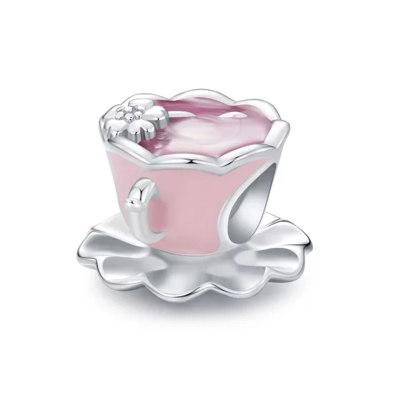 (image pour) Charm de tasse à thé fleurie de style Pandora - SCC2563