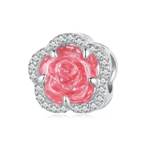 Charm en cristal de style Pandora avec une rose - BSC904 (image pour) Charm en cristal de style Pandora avec une rose - BSC904