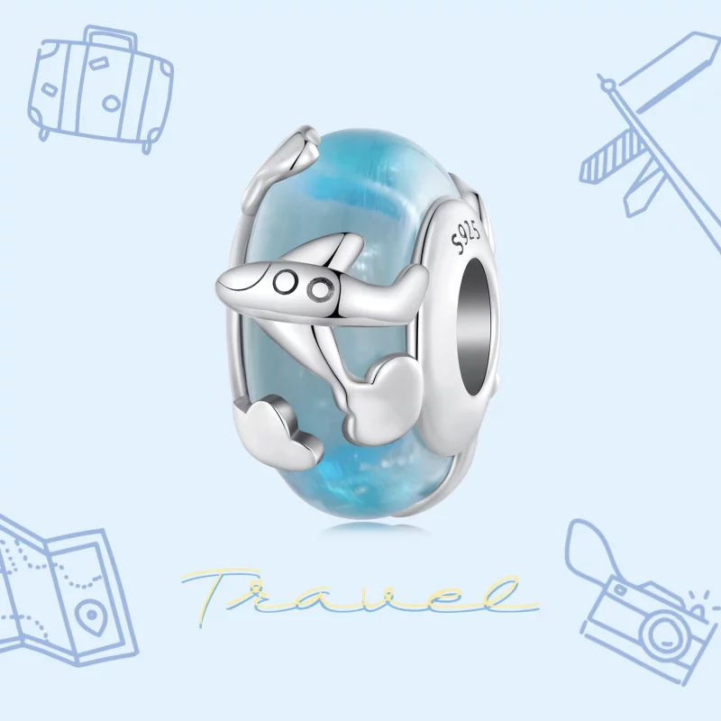 (image pour) Charm en forme d'avion style Pandora avec fini émaillé - SCC2482 - Afficher 3