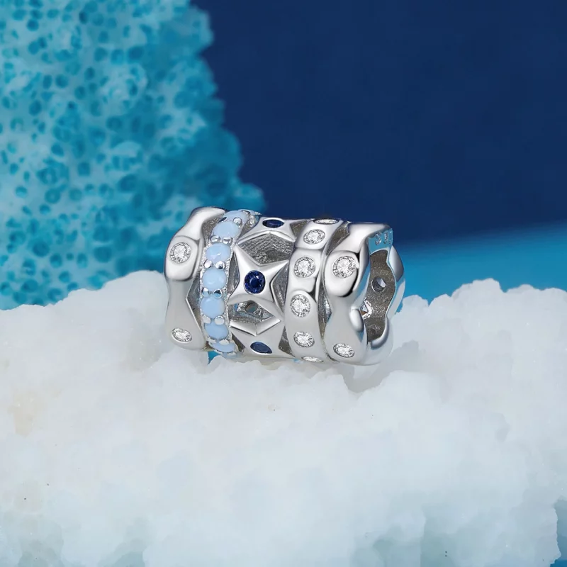 (image pour) Charm en forme d'étoile bleue de style Pandora - BSC919 - Afficher 2