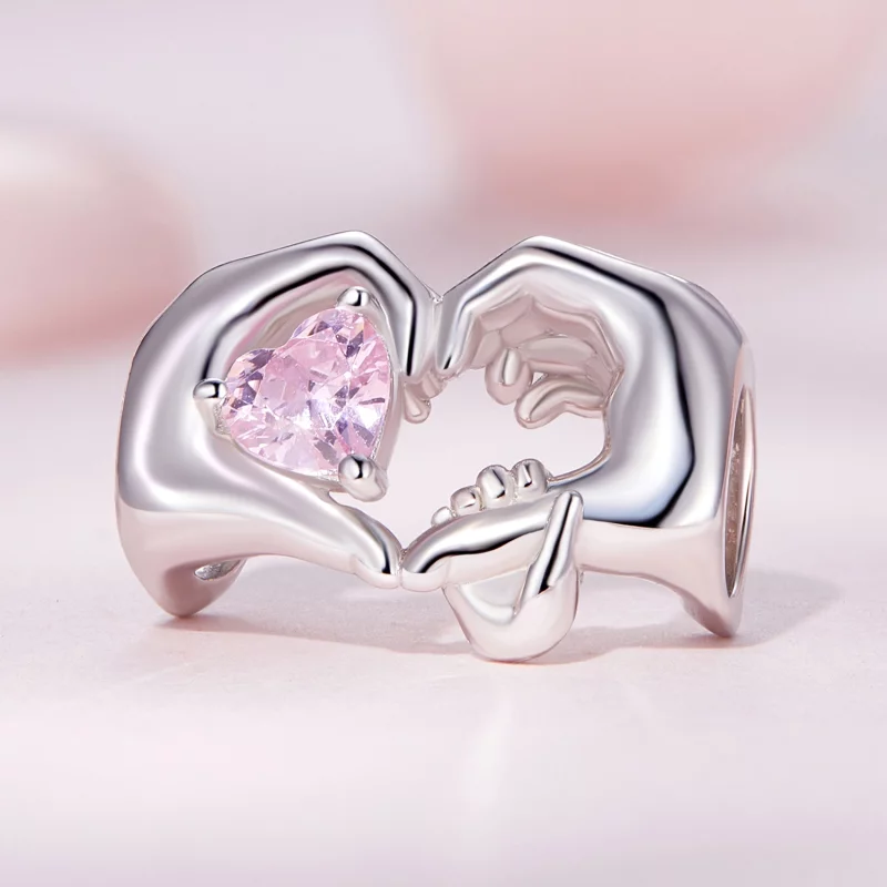 (image pour) Charm en forme de cœur et geste pour bracelet style Pandora - BSC829 - Afficher 2