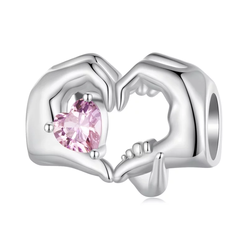 (image pour) Charm en forme de cœur et geste pour bracelet style Pandora - BSC829 - Afficher 7