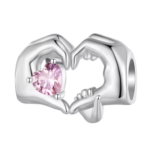 (image pour) Charm en forme de cœur et geste pour bracelet style Pandora - BSC829
