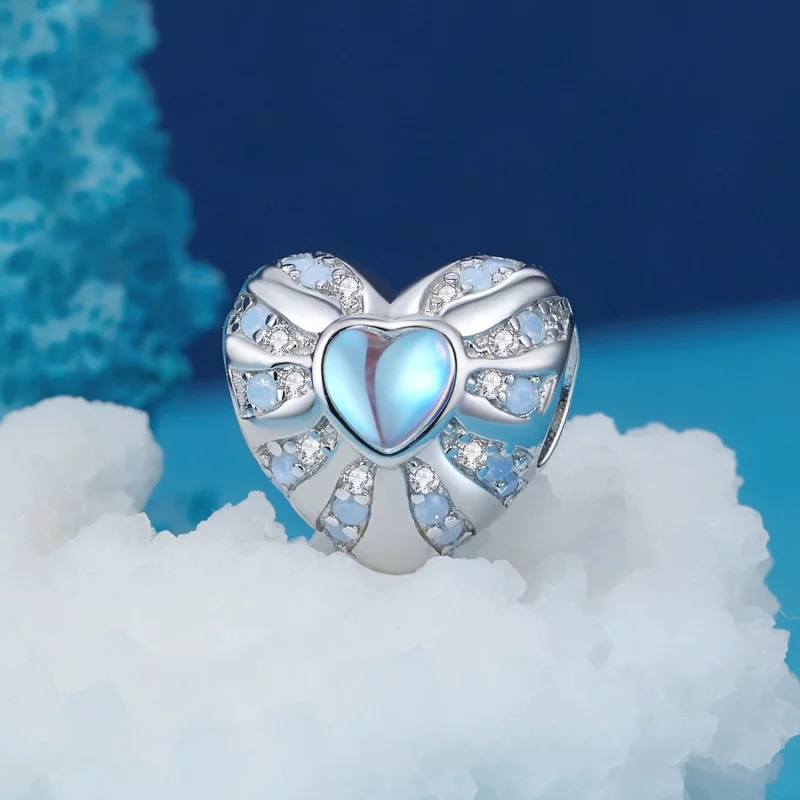 (image pour) Charm en forme de cœur style Pandora - Cœur de l'illusion - BSC918 - Afficher 2