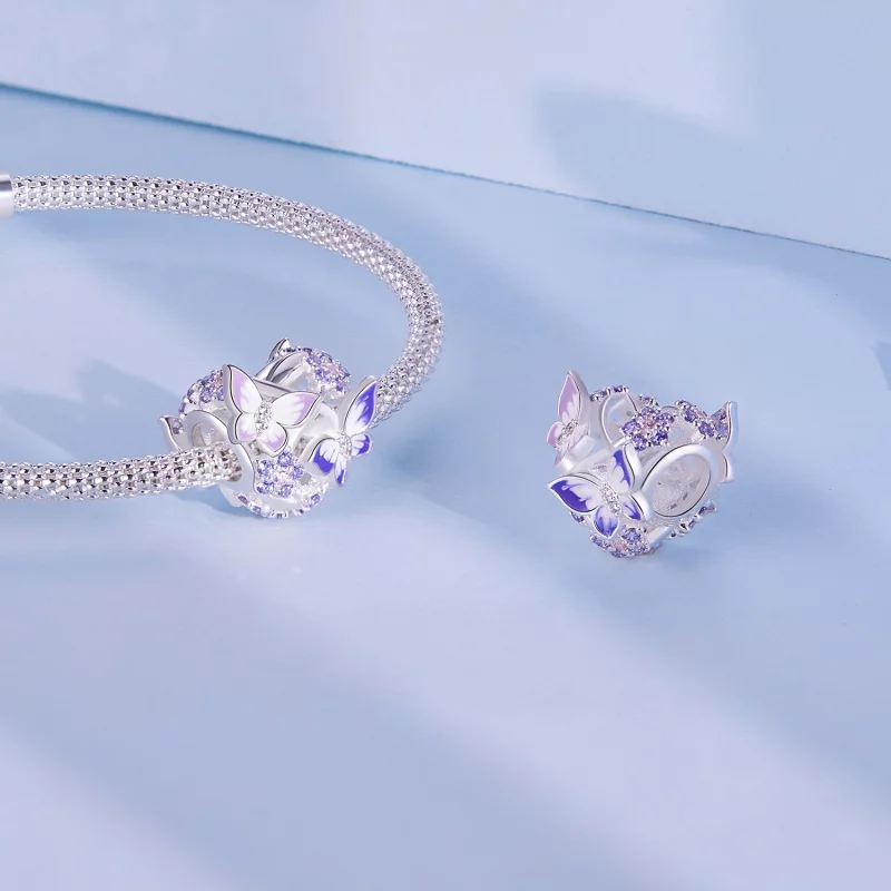 (image pour) Charm en forme de papillon en style Pandora en forme de cœur - SCC2464 - Afficher 4