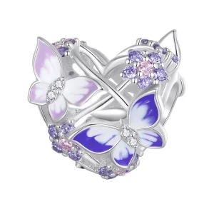 (image pour) Charm en forme de papillon en style Pandora en forme de cœur - SCC2464