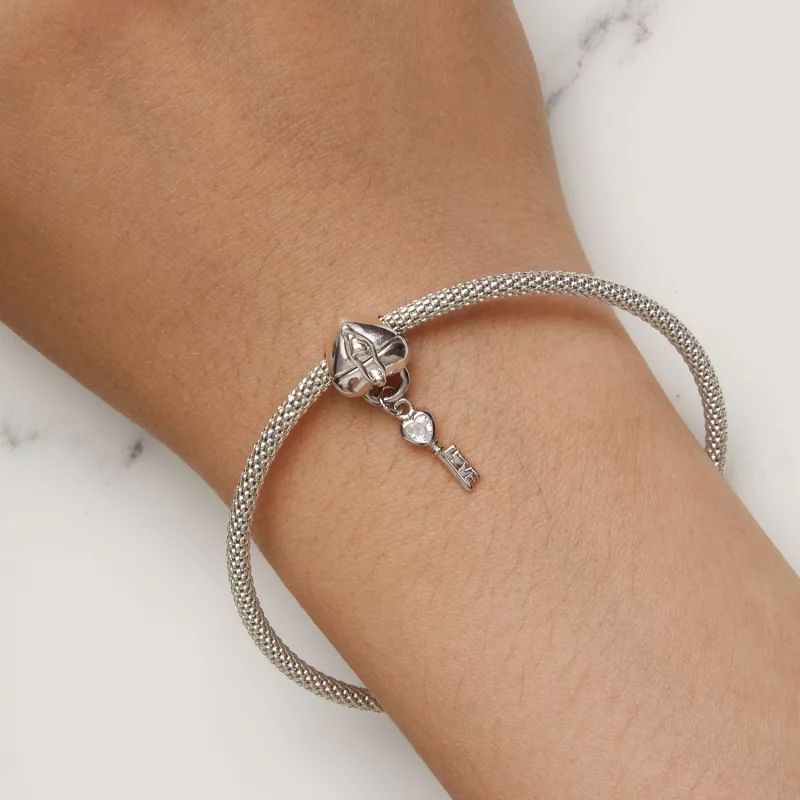 (image pour) Charm Pandora en forme de cœur avec cadenas et clé - SCC2580 - Afficher 8