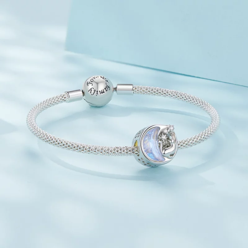 (image pour) Charm Pandora Style Chat Lune - SCC2538 - Afficher 5