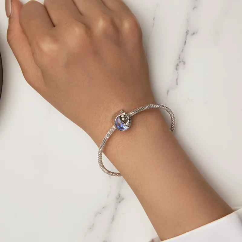 (image pour) Charm Pandora Style Chat Lune - SCC2538 - Afficher 7
