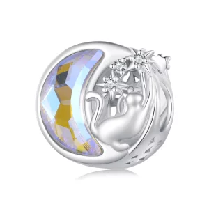 (image pour) Charm Pandora Style Chat Lune - SCC2538