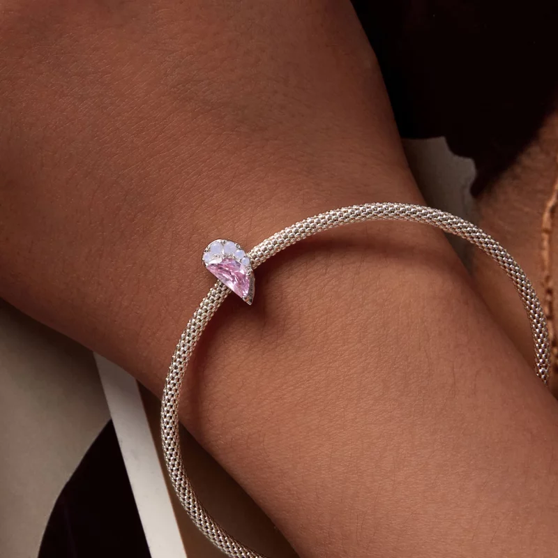 (image pour) Charm Pandora Style Cœur des Sœurs Roses - SCC2641 - Afficher 3