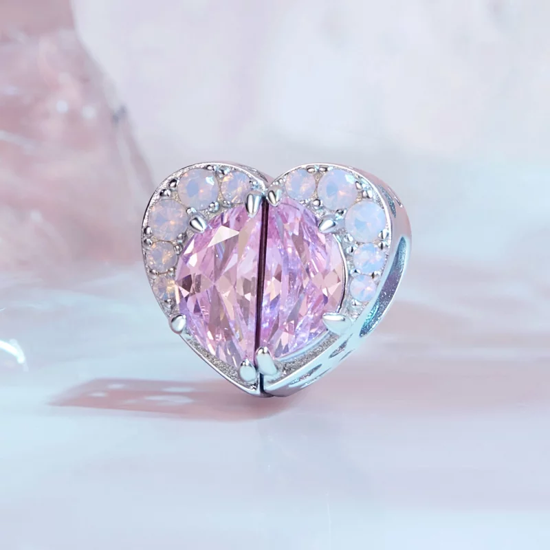 (image pour) Charm Pandora Style Cœur des Sœurs Roses - SCC2641 - Afficher 2