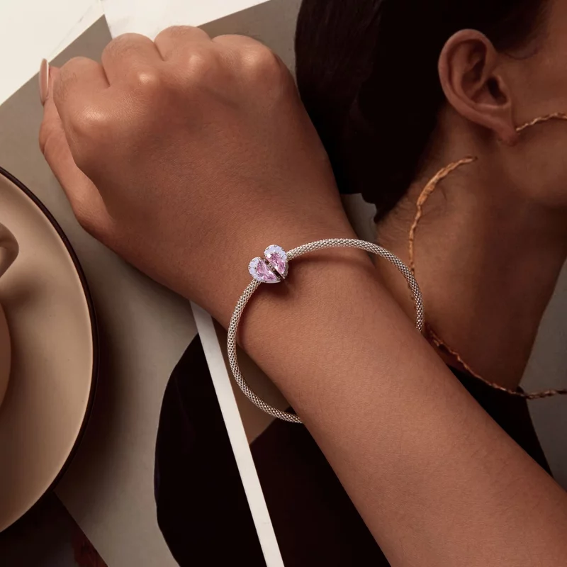 (image pour) Charm Pandora Style Cœur des Sœurs Roses - SCC2641 - Afficher 9