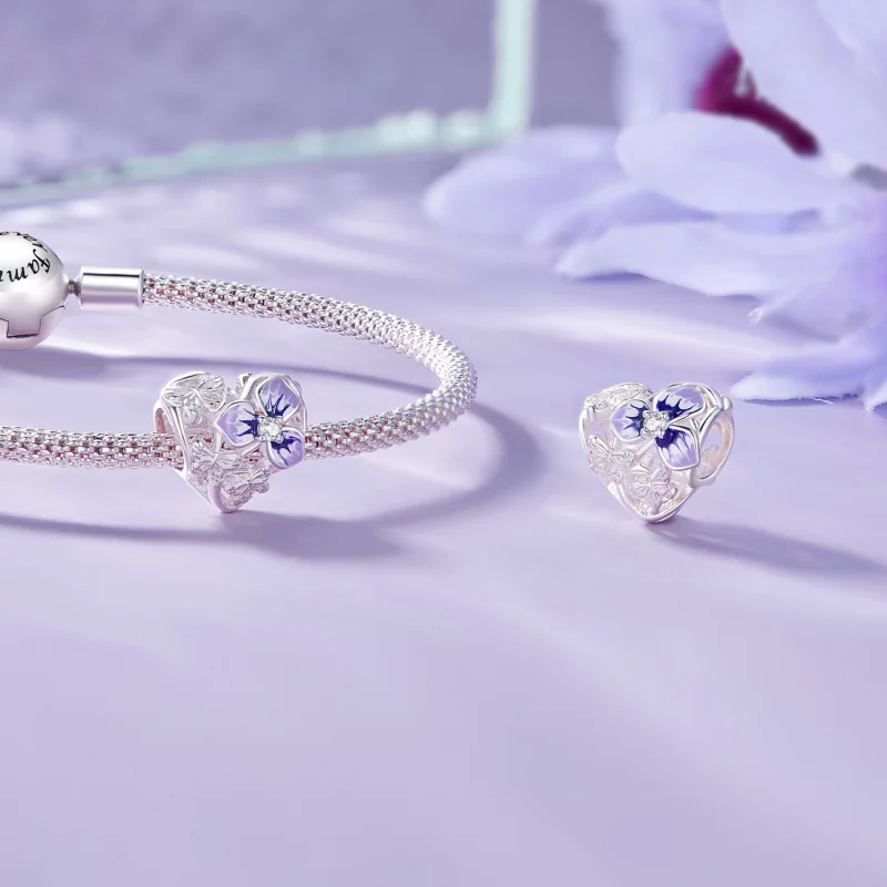(image pour) Charm Pandora Style Pansy - SCC2585 - Afficher 4