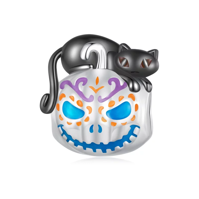 (image pour) Charm Pandora style pour Halloween en forme de Jack-O-Lantern - SCC2626