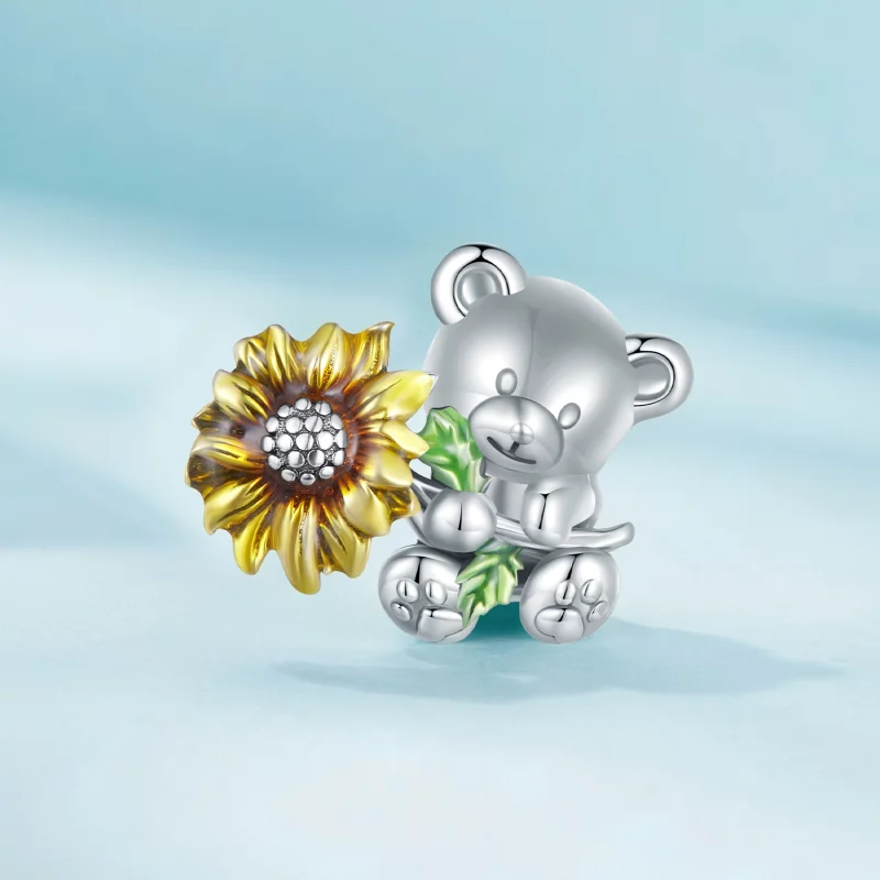 (image pour) Charm Pandora Style Tournesol et Ours - SCC2560 - Afficher 2