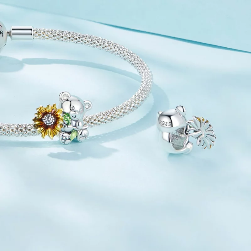 (image pour) Charm Pandora Style Tournesol et Ours - SCC2560 - Afficher 4