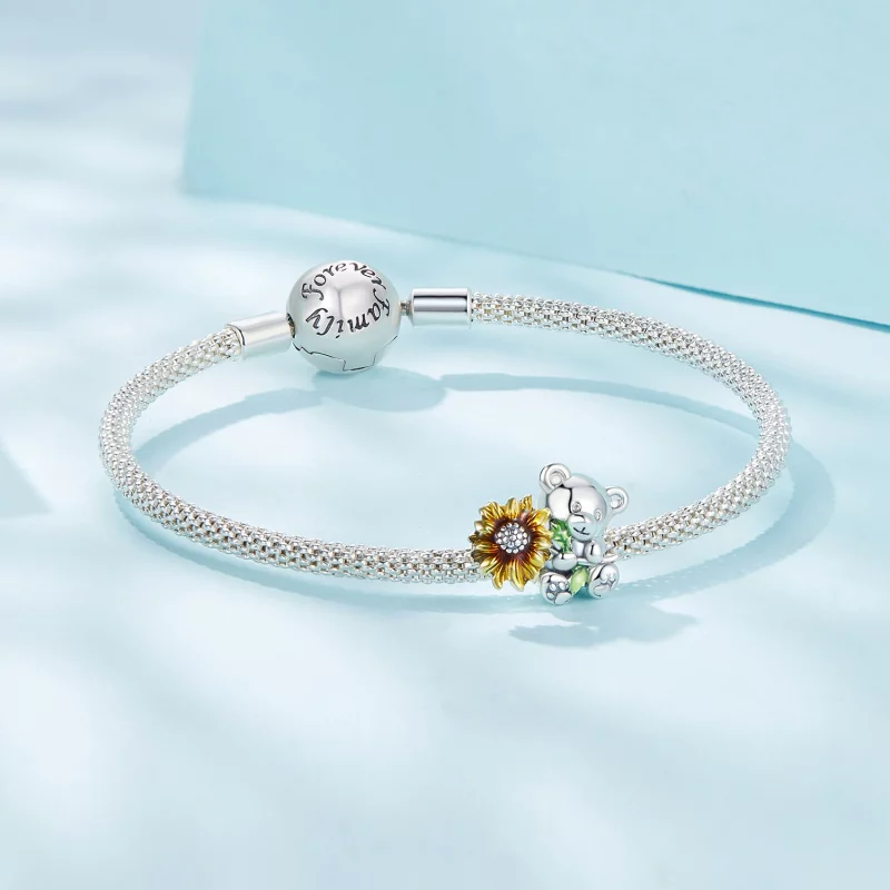 (image pour) Charm Pandora Style Tournesol et Ours - SCC2560 - Afficher 5