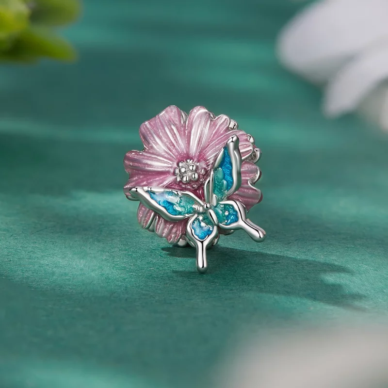 (image pour) Charm Papillon Chrysanthème de style Pandora - BSC788 - Afficher 2