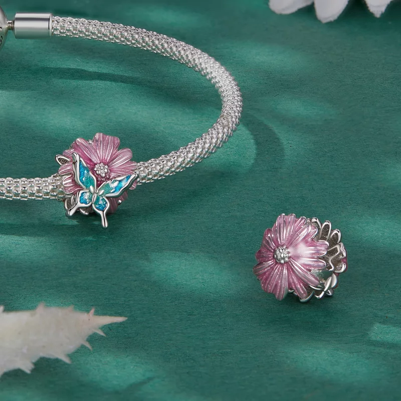(image pour) Charm Papillon Chrysanthème de style Pandora - BSC788 - Afficher 4