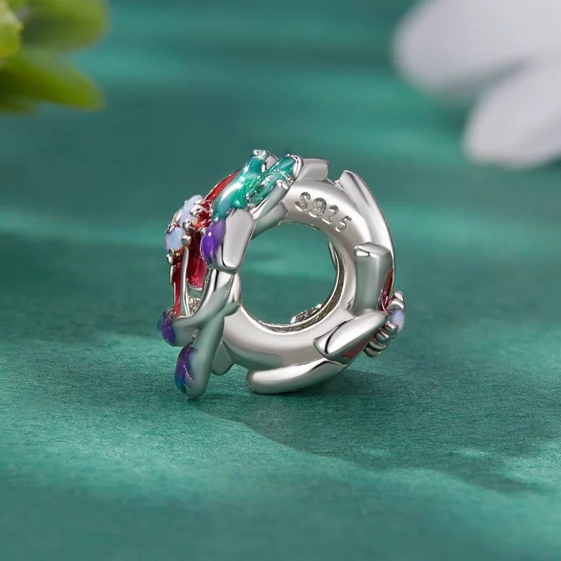 (image pour) Charm style Pandora avec fleurs et oiseaux - BSC787 - Afficher 3