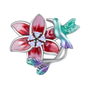 (image pour) Charm style Pandora avec fleurs et oiseaux - BSC787