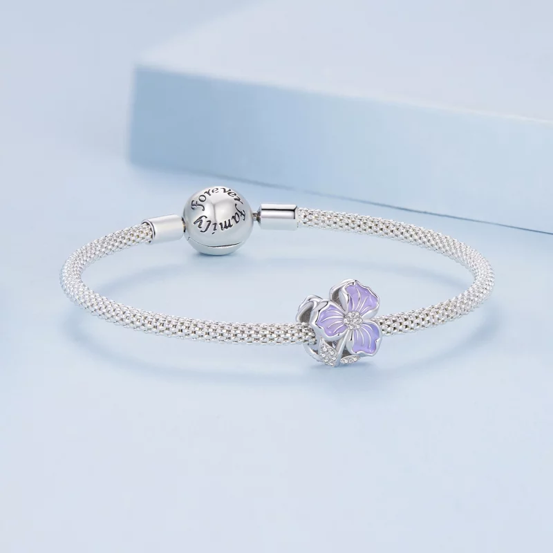 (image pour) Charme de style Pandora avec fleur violette - BSC890 - Afficher 5