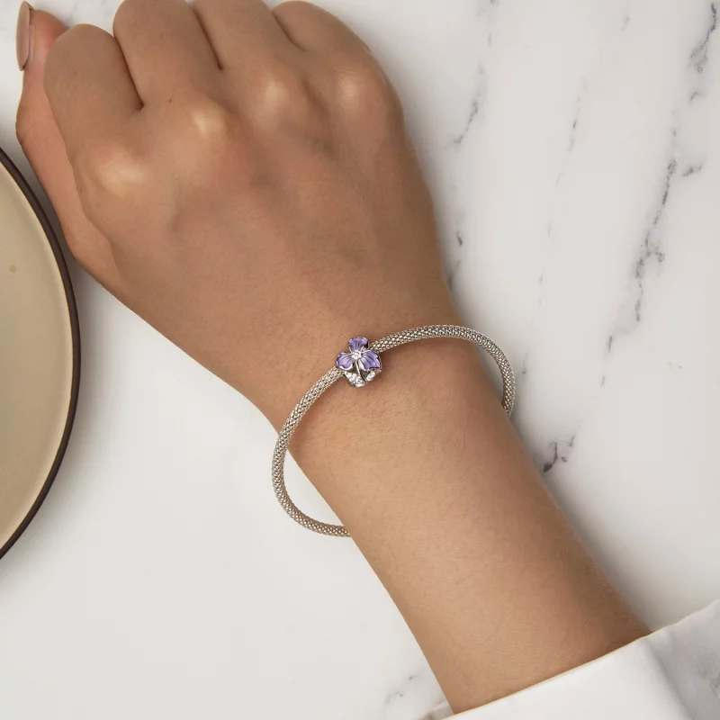 (image pour) Charme de style Pandora avec fleur violette - BSC890 - Afficher 6