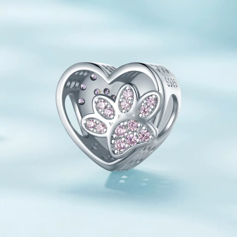 (image pour) Charme gravable en forme de patte de chat mignon de style Pandora - SCC1191-A - Afficher 2