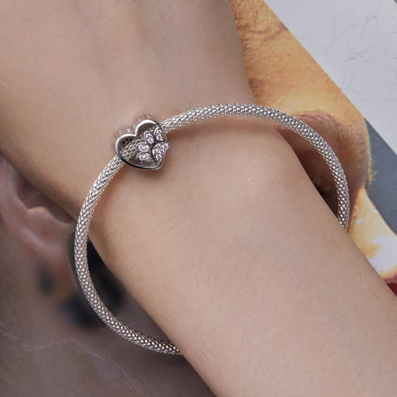 (image pour) Charme gravable en forme de patte de chat mignon de style Pandora - SCC1191-A - Afficher 6