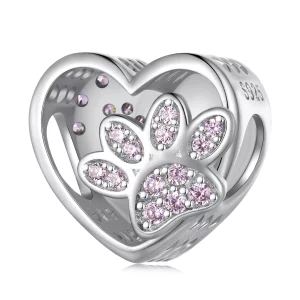 Charme gravable en forme de patte de chat mignon de style Pandora - SCC1191-A (image pour) Charme gravable en forme de patte de chat mignon de style Pandora - SCC1191-A