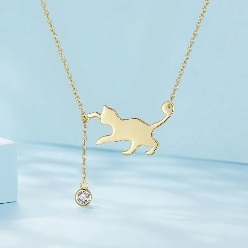 (image pour) Collier de style Pandora avec pendentif Chaton Coquin Doré - SCN232-B - Afficher 2