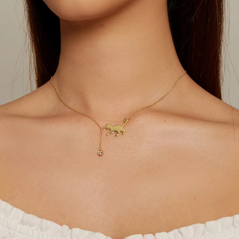 (image pour) Collier de style Pandora avec pendentif Chaton Coquin Doré - SCN232-B - Afficher 4