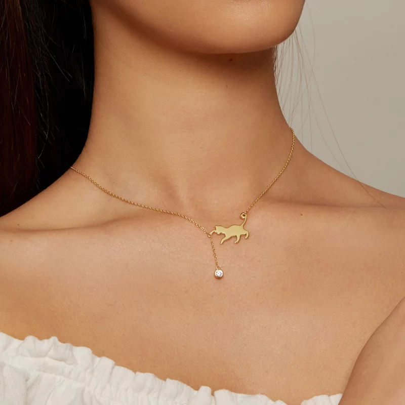 (image pour) Collier de style Pandora avec pendentif Chaton Coquin Doré - SCN232-B - Afficher 5