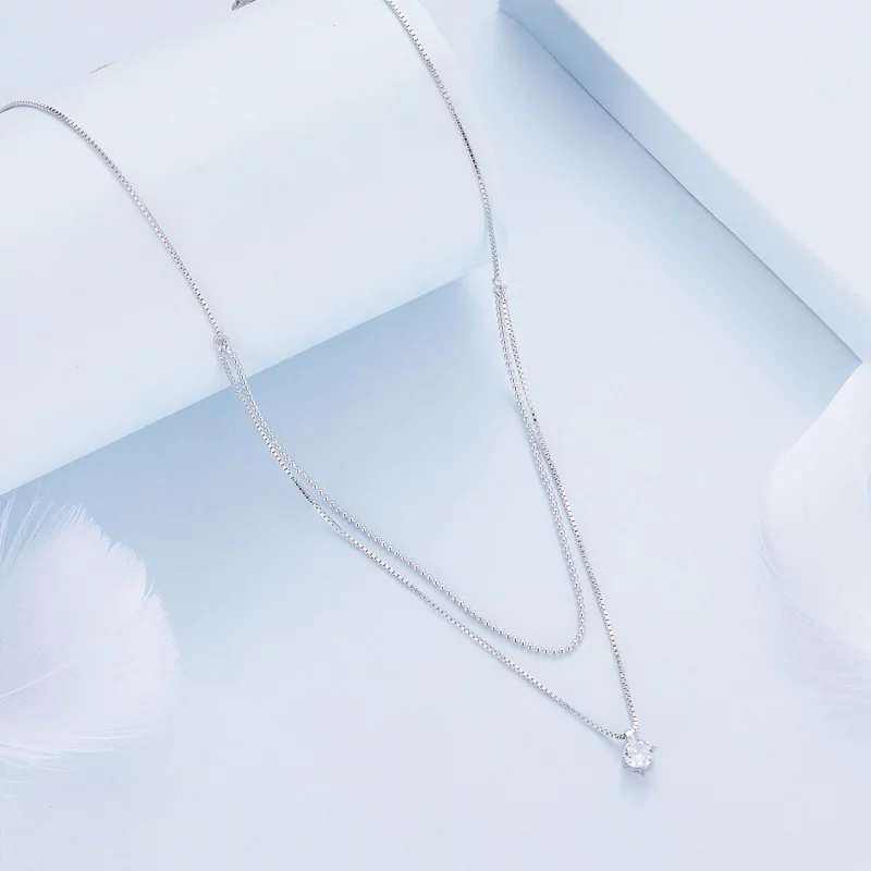 (image pour) Collier à double rangée brillant de style Pandora - BSN358 - Afficher 2