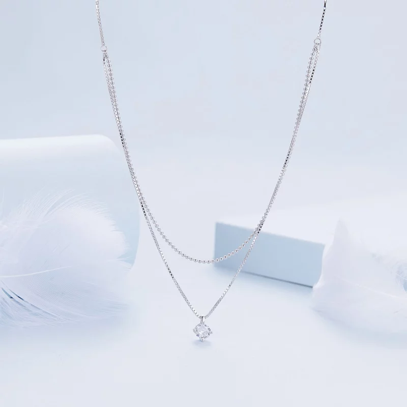 (image pour) Collier à double rangée brillant de style Pandora - BSN358 - Afficher 3