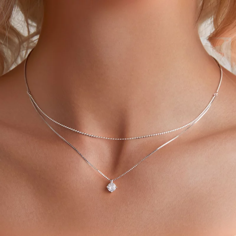 (image pour) Collier à double rangée brillant de style Pandora - BSN358 - Afficher 5