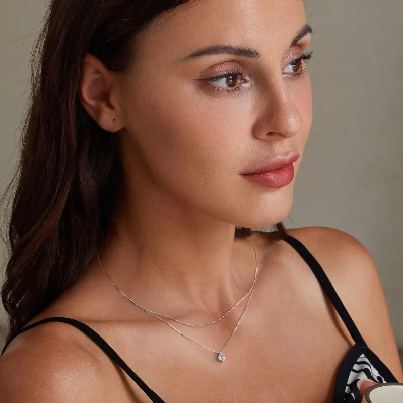 (image pour) Collier à double rangée brillant de style Pandora - BSN358 - Afficher 6