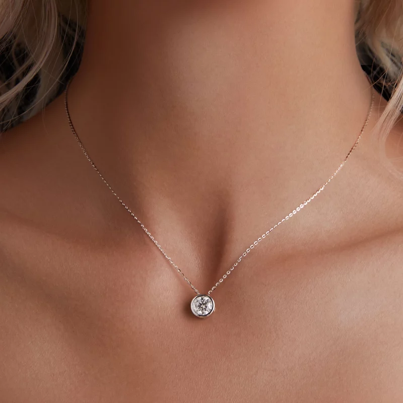 (image pour) Collier en moissanite de style Pandora avec 1 carat (Un certificat) - MSN021 - Afficher 5