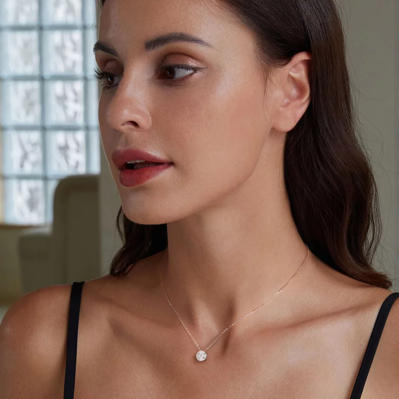 (image pour) Collier en moissanite de style Pandora avec 1 carat (Un certificat) - MSN021 - Afficher 6