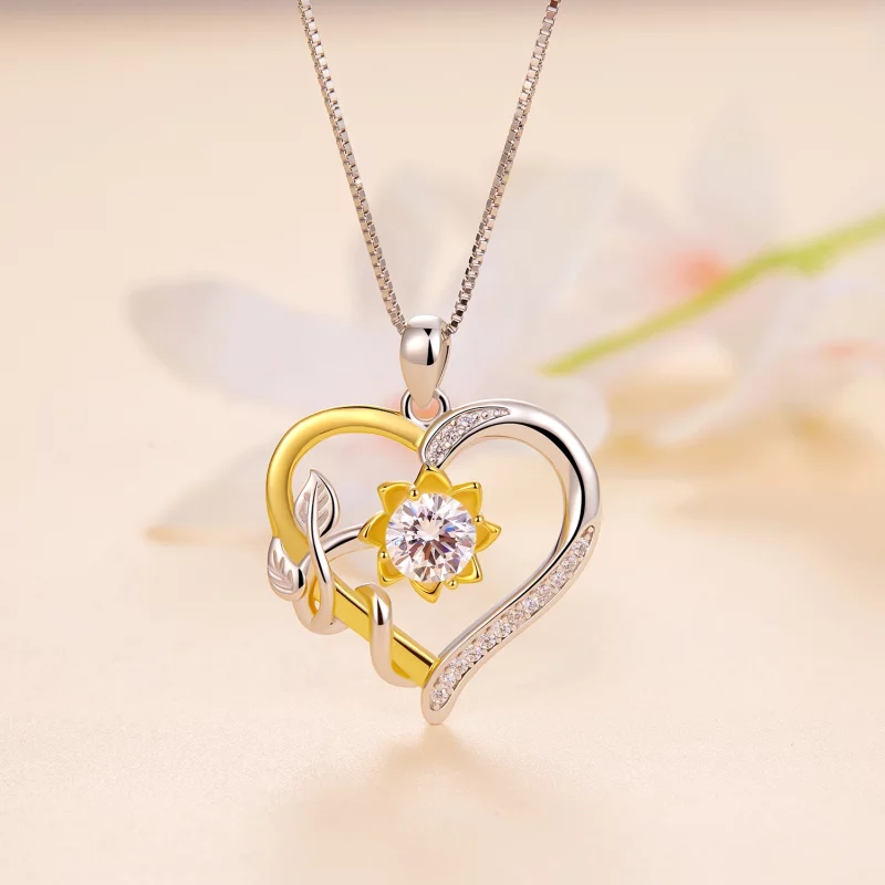 (image pour) Collier en moissanite de style Pandora Love (Un certificat) - MSN012 - Afficher 2