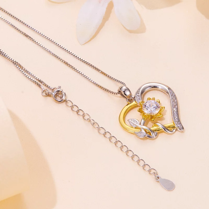 (image pour) Collier en moissanite de style Pandora Love (Un certificat) - MSN012 - Afficher 4
