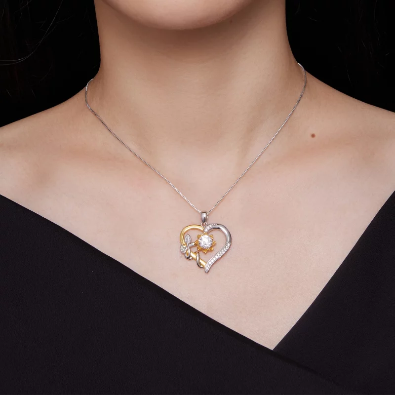 (image pour) Collier en moissanite de style Pandora Love (Un certificat) - MSN012 - Afficher 6