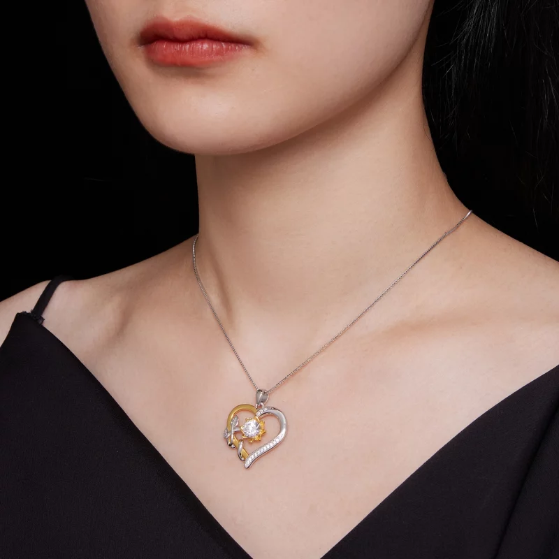 (image pour) Collier en moissanite de style Pandora Love (Un certificat) - MSN012 - Afficher 7