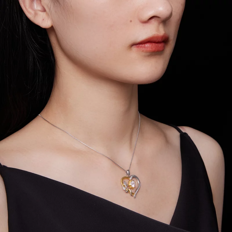 (image pour) Collier en moissanite de style Pandora Love (Un certificat) - MSN012 - Afficher 8