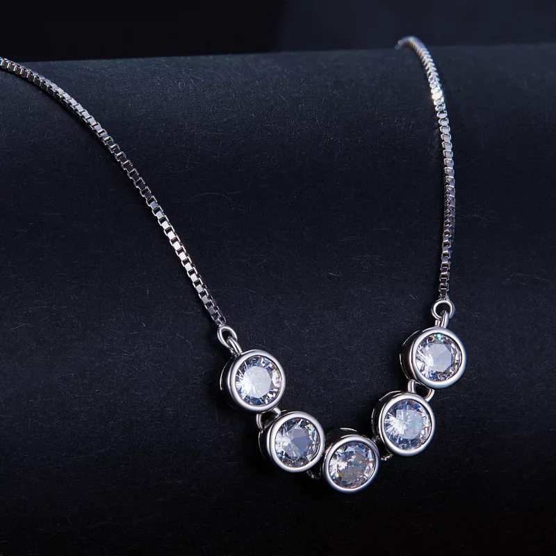 (image pour) Collier en Moissanite style Pandora de 0,3 carat (un certificat) - MSN022 - Afficher 2