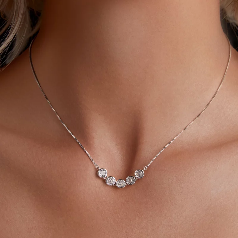 (image pour) Collier en Moissanite style Pandora de 0,3 carat (un certificat) - MSN022 - Afficher 5