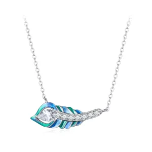 Collier en plume de style Pandora - BSN346 (image pour) Collier en plume de style Pandora - BSN346